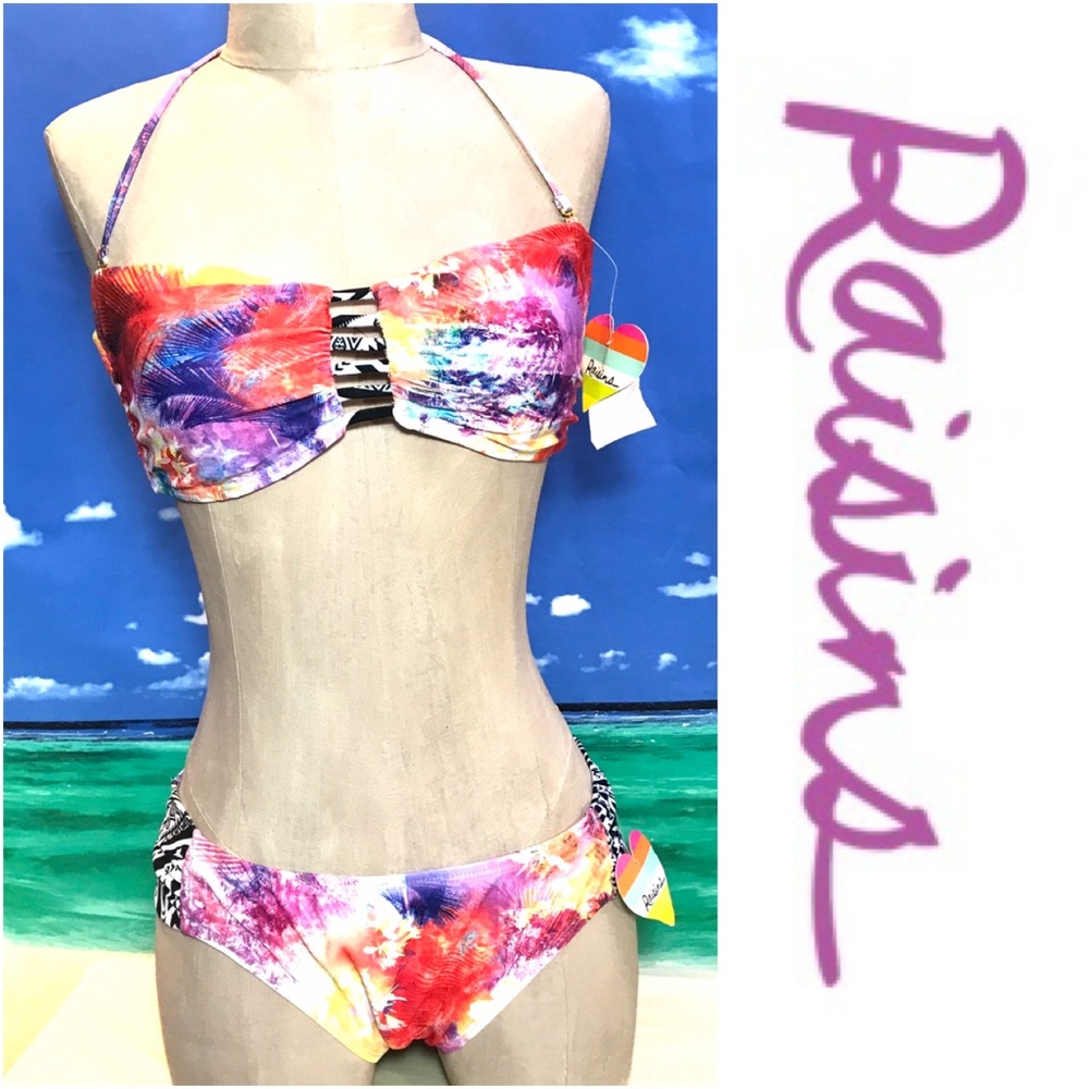Raisins Anya bandeau bikini w/ Cocoa beach pant, L